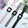 2x Bracelet pour Apple Watch 38mm-40mm-41mm Series 9 8 SE 7 6 5 4 3 2 1 / Serie 10 (42mm) Silicone Motif Papillon - Noir et Rose