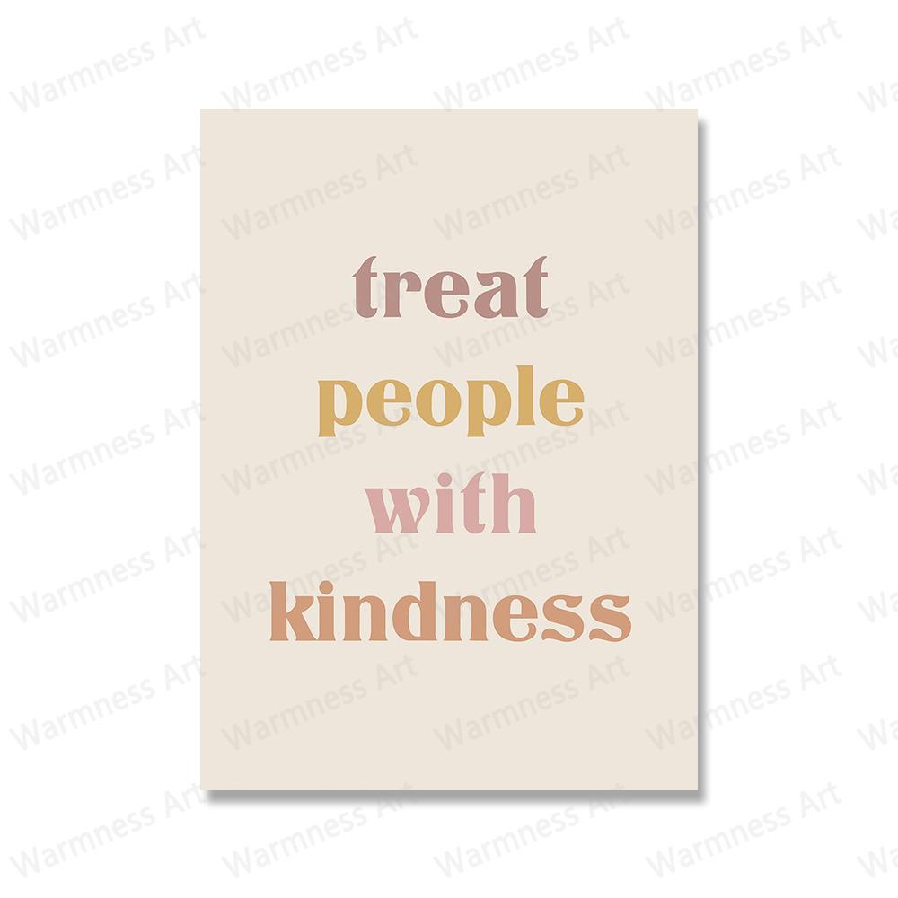 Inspirational Posters Treat People with Kindness Canvas Painting Style Lyrics Friend Gift Prints Nordic Wall Art Pictures Decor