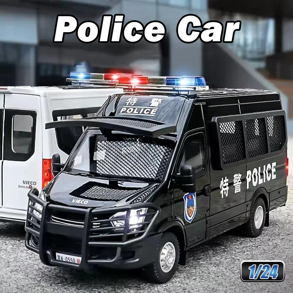 1:24 YWK Полицейская машина Сплав Литье под давлением GP Models Игрушки Двери Открываются Звук Свет Оттянуть назад Миниатюрные Модели Коллекционные Украшения Подарки