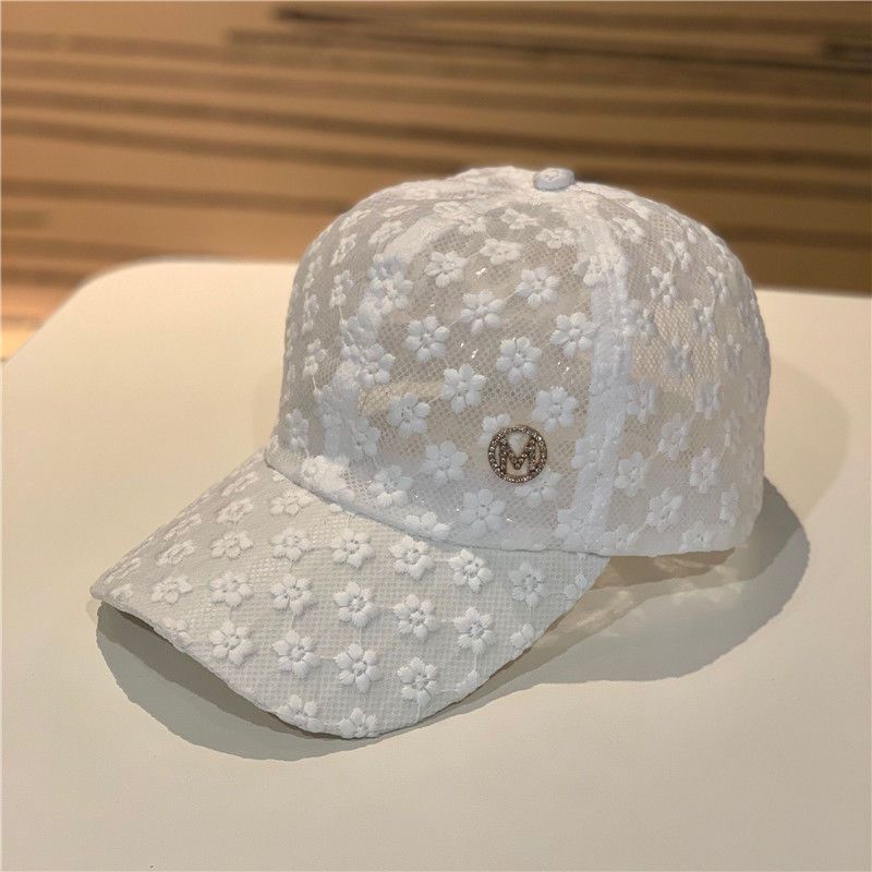 Новая летняя женская модная кепка-бейсболка с вышивкой, стразами, ажурная, тонкая, дышащая, с козырьком, кепка
