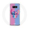 Чехол - Samsung - Galaxy S8 - Мягкий - Защита - Стич и Ангел синий розовый