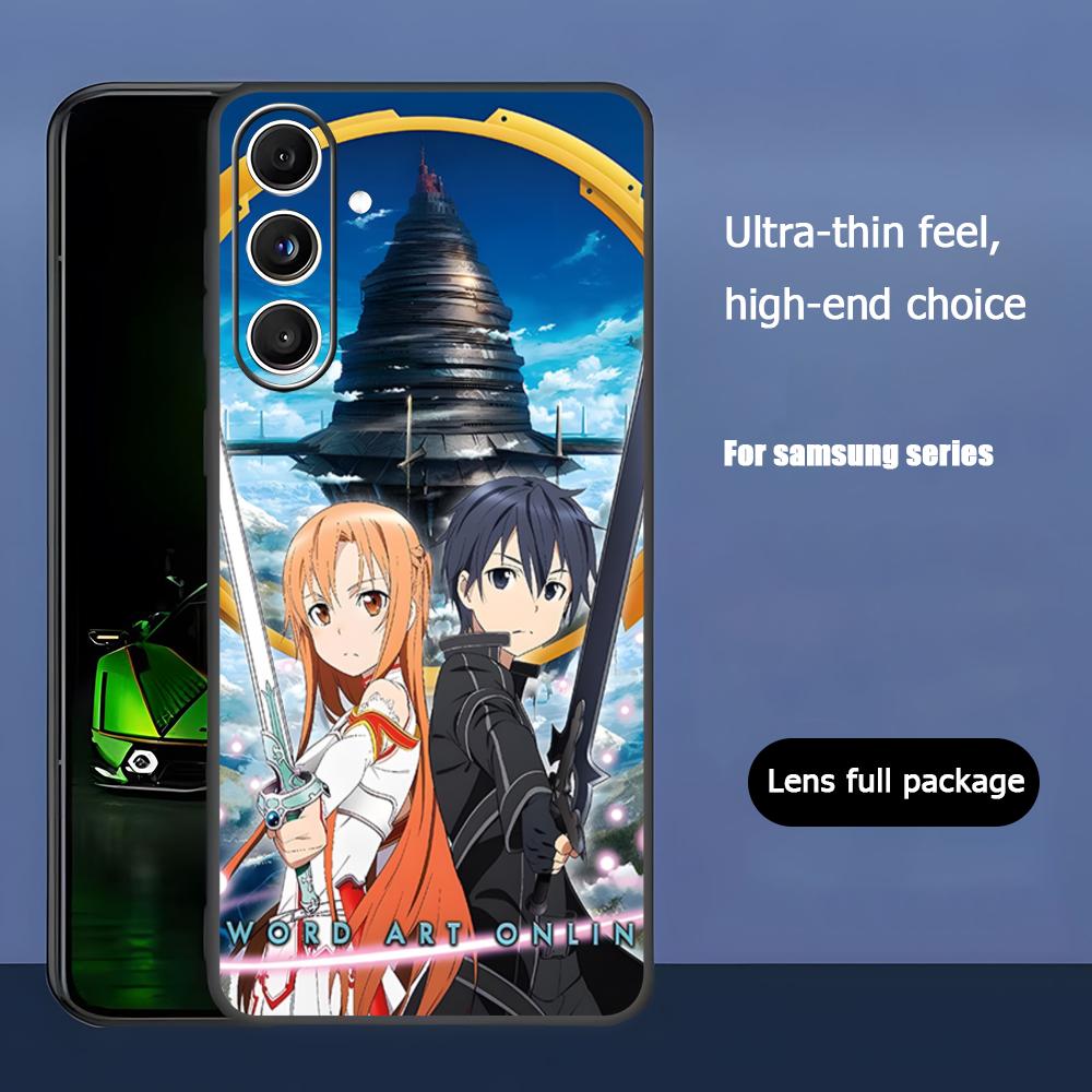 Крутой чехол для телефона Sword Art Online в стиле аниме для Samsung Galaxy S25 S24 S23 S22 S21 S20 Plus Ultra Note20 Мягкий черный