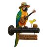 Outdoor Solar Decoration LED Parrot Wall Mount Decor Light, Resin Tropical Bird with Ukulele, Wind-resistant Light Yard Garden Patio Art Vintage Pipe