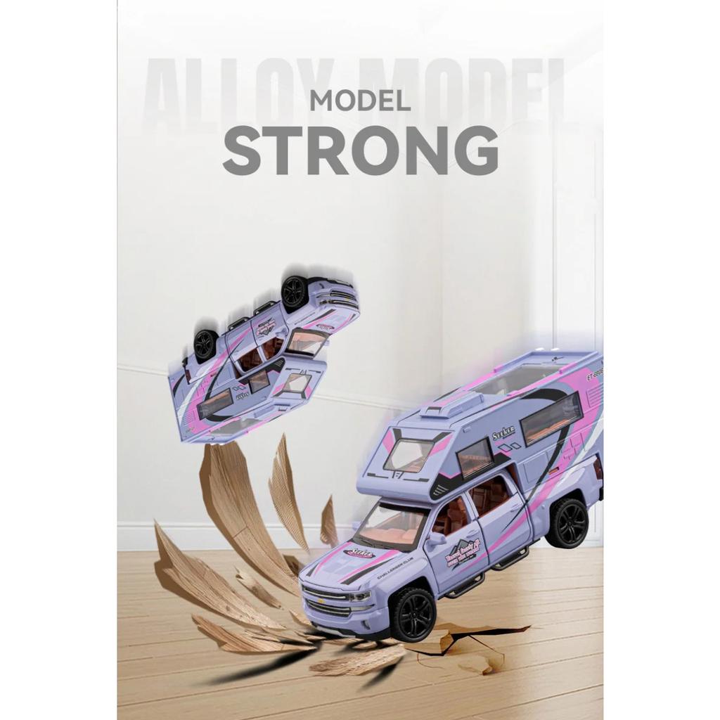 1/32 Chevrolet Silverado Автодом RV Модель автомобиля из сплава Звук и свет Детская игрушка Коллекционные предметы Подарок на день рождения