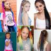 Косы-хвосты 24 дюйма Разноцветные Box Braids с резинками Синтетические накладки для волос для девочек Женские аксессуары День сумасшедших причесок