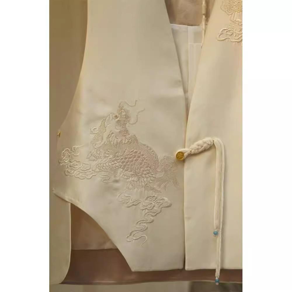 Chic Petite New Chinese Style White Vest for Women - Spring/Fall Collection