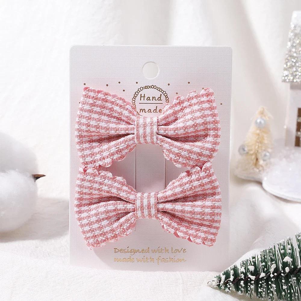 2 шт./компл. Однотонные нейлоновые детские бантики Заколки для волос для маленьких девочек Ручной работы Бантик Заколка-автомат Фотографические аксессуары для волос