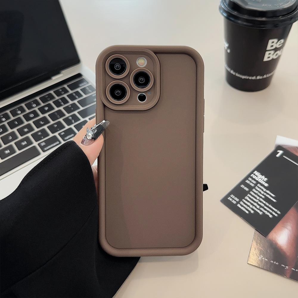 Beige Brown Black Stylish Phone Case for iPhone 15 14 13 12 11 Pro Max Plus 7 8 SE X XR XS Max, Slim Protective Shockproof Cover