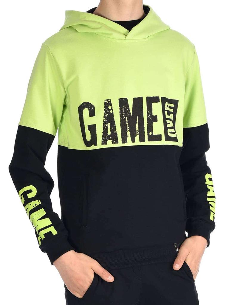 Свитер с капюшоном для мальчика и принт GAME OVER
