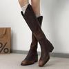 Retro Brown V-mouth Thick-heeled Knight Boots 2025 New Women's Versatile Thin Long Boots High Boots Western Boots