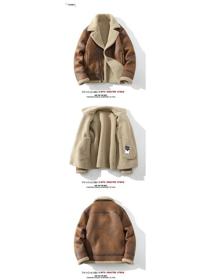 Мужская зимняя замшевая куртка с меховой подкладкой - Толстая, теплая, модный мотоциклетный стиль