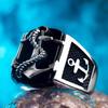 1pc Titanium Steel Anchor Pattern Simple Retro Jewelry Fashion Ring