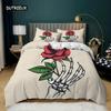 Пододеяльник с черепом Queen Size, готический скелет, комплект постельного белья, роза, полиэстер, одеяло, покрывало для детей, подростков, взрослых, Хэллоуин