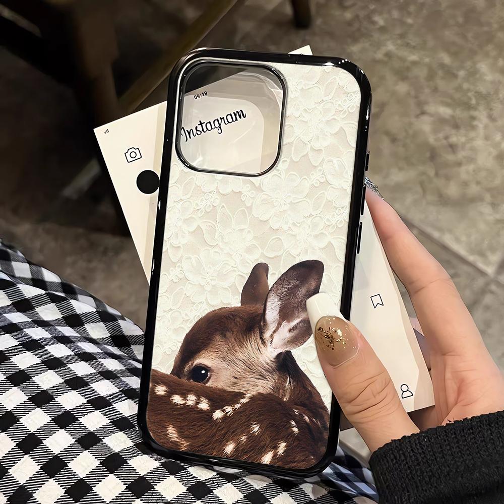 Кружевной чехол для телефона с оленем для IPhone 17 Air 16 15 13 12 11 14 Pro Max 16 15 14 Plus 17 16 15 14 Plus Чехол Обложка Funda Бампер Coque