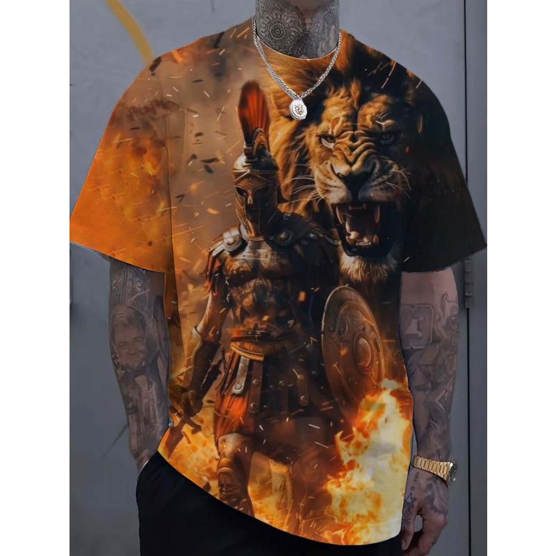 Men's T-Shirts Spartan Pattern 3D Print Tops Tees Summer Fashion Women Streetwear Oversized Unisex T Shirt Men Clothing