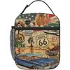 American Vintage Route 66 Изолированная сумка для обеда для мужчин и женщин, многоразовая термосумка для обеда Bento с регулируемым плечевым ремнем