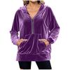 Womens Oversized Half Zip Hoodies Long Sleeve Velvet Sweatshirts Casual Loose Fall Pullover Tops With Pockets