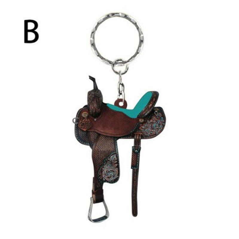 2024 Saddle Car Key Ring Pendant Personalized Decoration Universal Unisex Acrylic Flat Keychain