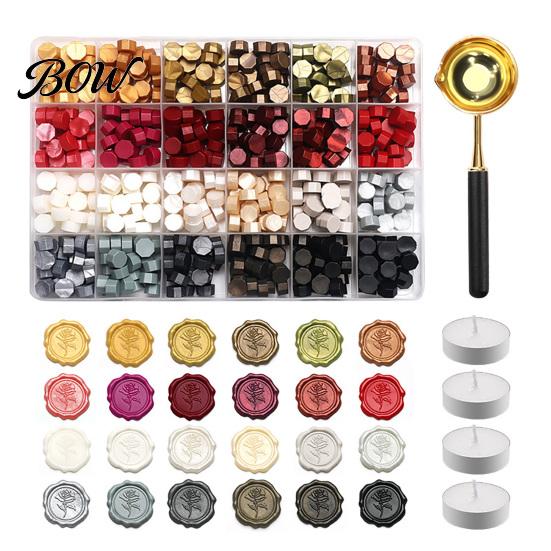 Artistic Wax Seal Set Kit, with Beads Melting Spoon And Candles Set, Candle Stamp for DIY Crafting Wedding Invitations Craft Accessories