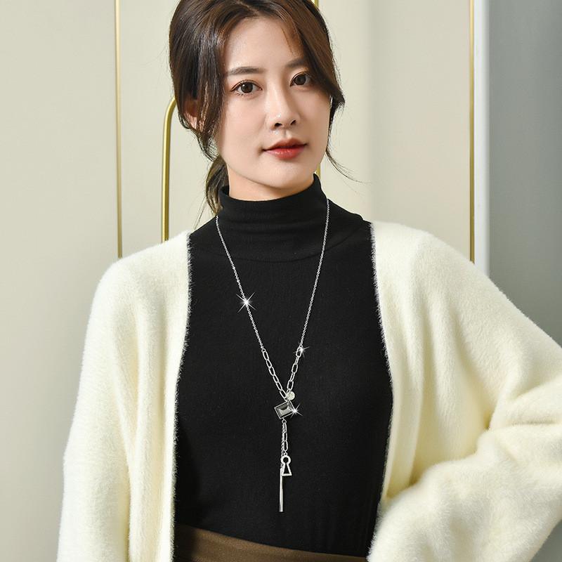 Элегантное длинное хрустальное ожерелье для женщин в стильном геометрическом дизайне, идеально подходящее для осенне-зимнего гардероба