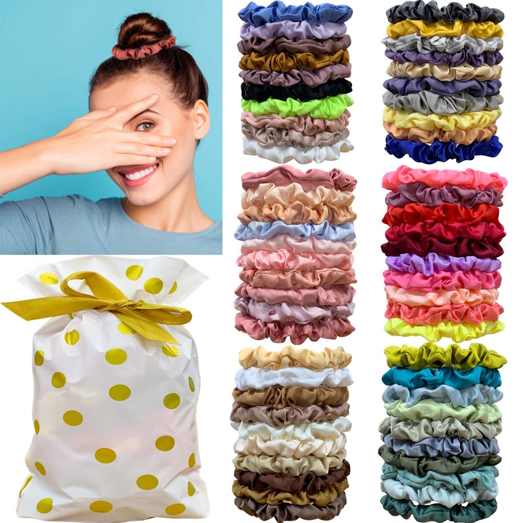 40PCS Satin Silk Hair Scrunchies Elastic Ponytail Holders Rubber Band For Hairband Hair Ties Ropes Wholesale Hair Accessories