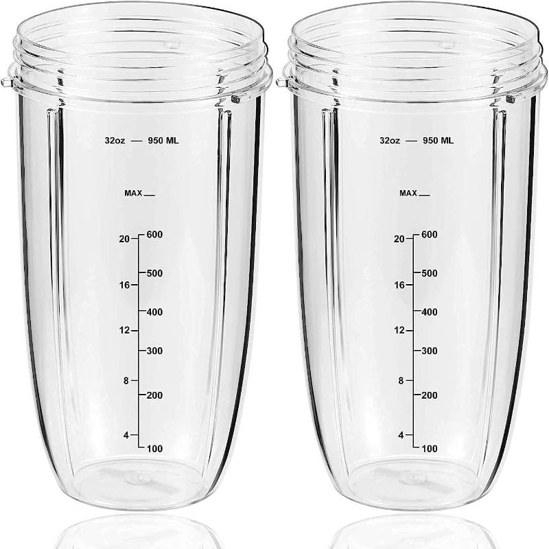 Replacement Parts 32oz Blender Cups (2 Packs) Replacement Blender Cups Compatible with NutriBullet 600w and 900w Blender