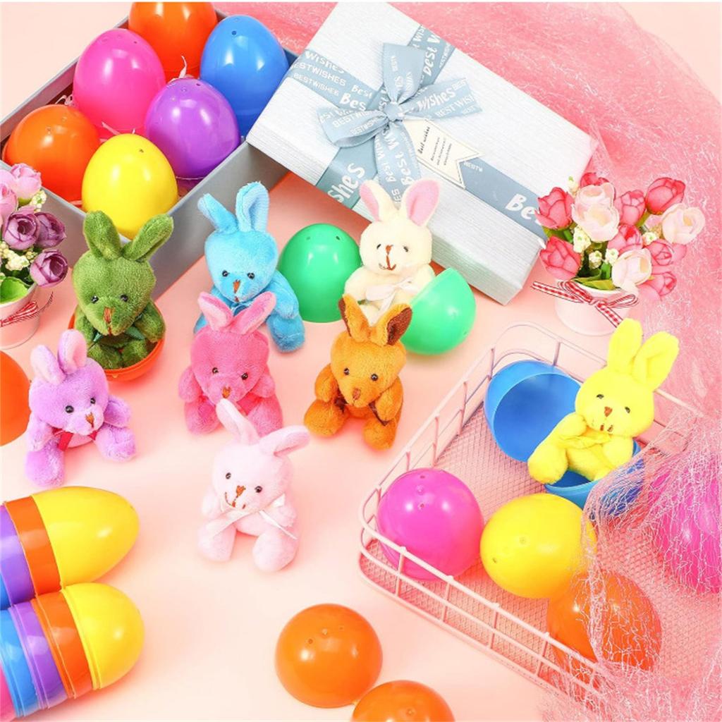 12 шт. наполненных пасхальных яиц, корзинок, наполнителей с куклами-кроликами, для мальчиков и девочек, пасхальные подарки, вечеринка, кукол-наполнителей