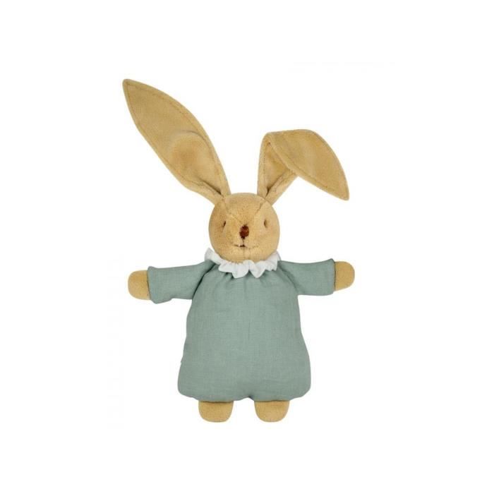 Doudou lapin nid d'ange - lin celadon 20cm - trousselier - multicolore