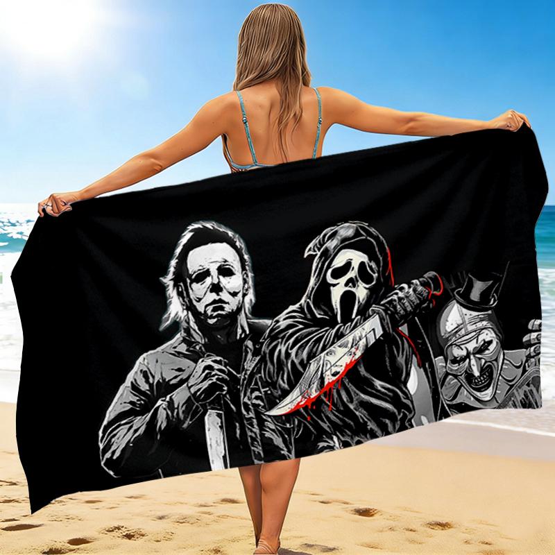 1Pc Skull Crossbones Dark Art Beach Towel Quick Dry Multiuse For Beach Pool Gym Yoga Home Travel Christmas Halloween Xmas Gift S1981