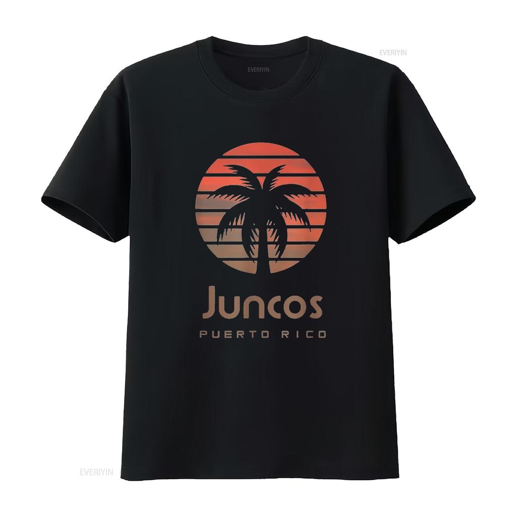 Womens Juncos Puerto Rico T Shirt Black Small vintage Washed homme streetwear Breathable Slightly Casual graphic
