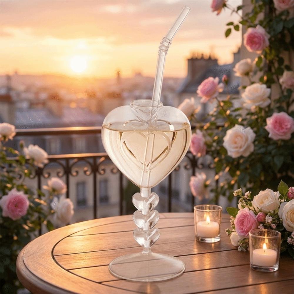Transparent Heart Shaped Glass Romantic Juice Drink Glass Creative Drinking Cups Bar