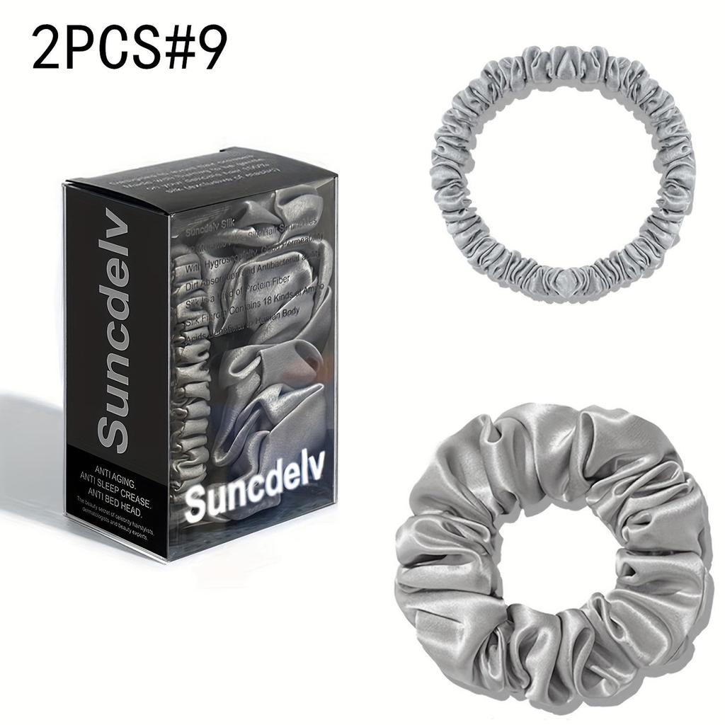 2 шт. 100% натуральный шелк однотонные резинки для волос высокого качества резинки для волос 22Momme женские большие повязки для волос аксессуары для волос маленькие+большие