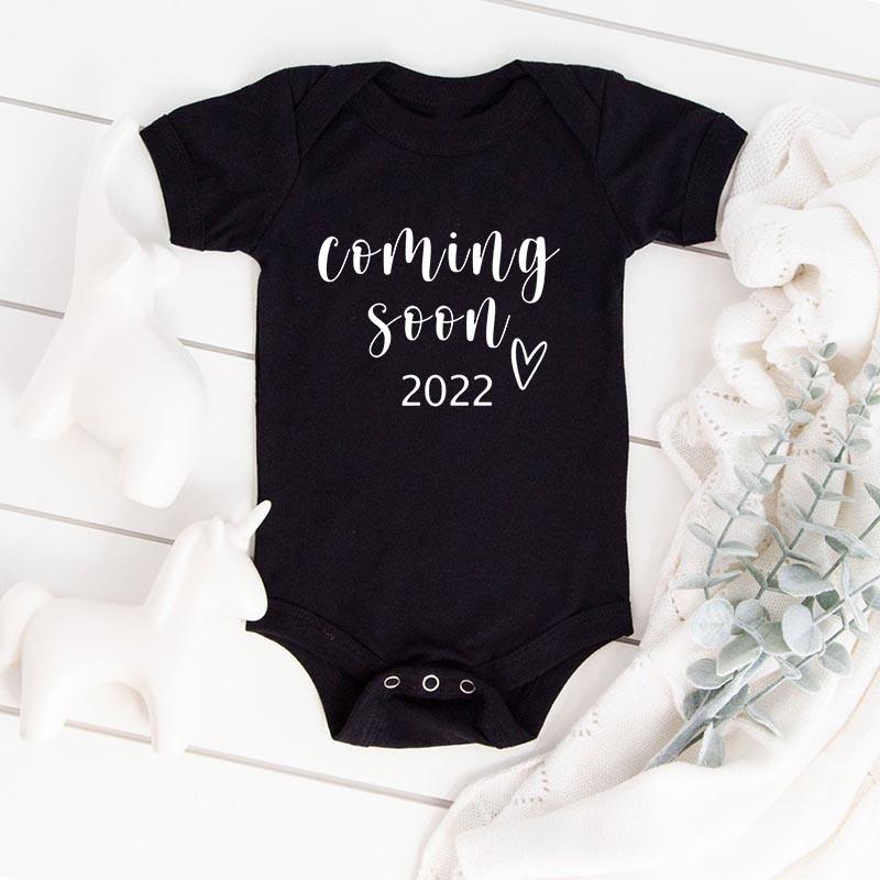 Baby Announcement Onesies Coming Soon 2022 Newborn Baby Bodysuits Summer Boys Girls Romper Body Pregnancy Reveal Clothes