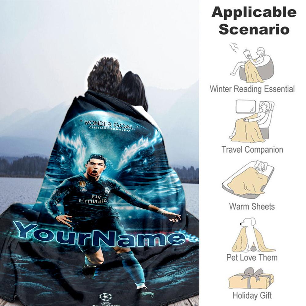Cristiano Ronaldo 8 Personalized Name Blanket Throw Personalized Blanket Soft Warm Cozy Versatile for Seaside Chair Couch Bed
