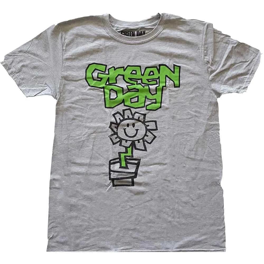 Green Day 'Flower Pot' Grey T shirt - NEW