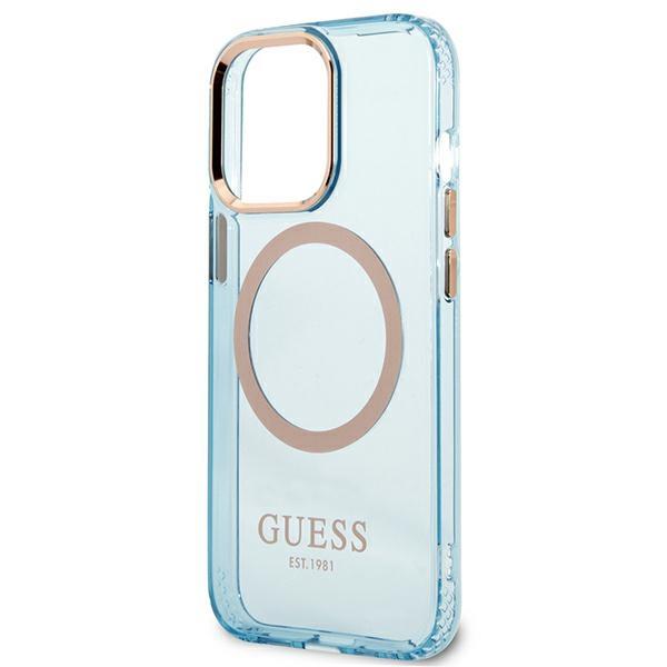 Guess Guhmp13Lhtcmb Iphone 13 Pro / 13 6,1 Niebieski/Blue Hard Case Gold Outline Translucent Magsafe