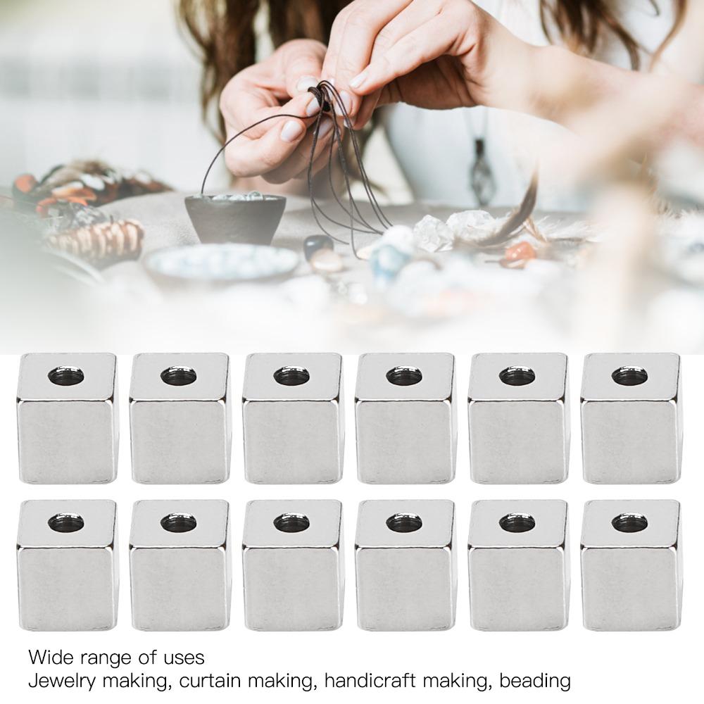 50pcs Steel Square Spacer Beads Stainless Steel DIY Necklace Accessories Bracelet Making
