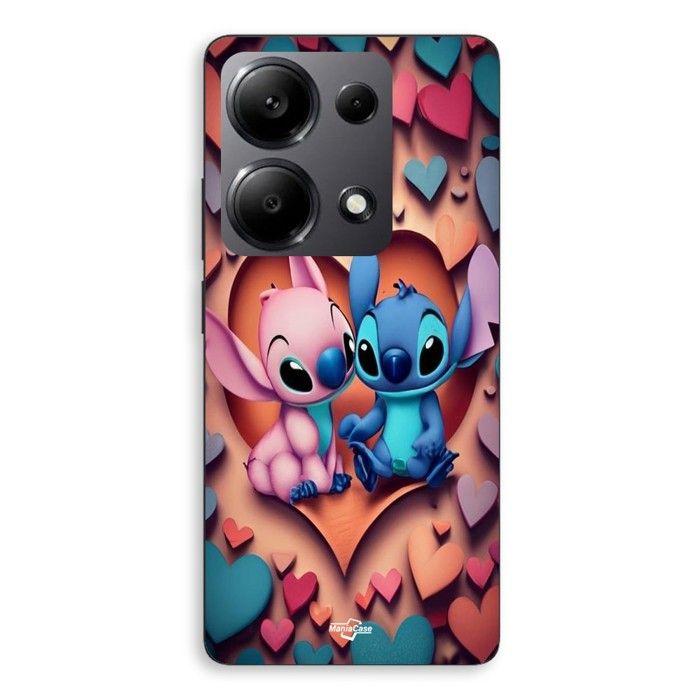 Coque de téléphone - MANIACASE - Xiaomi Redmi Note 13 Pro 4G - Silicone - Souple - Stitch Angel coeur coloré