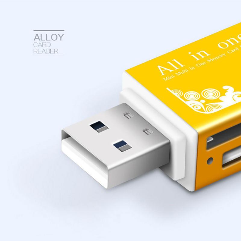 Алюминиевый кард-ридер 4 порта USB 2.0 Micro SD TF M2 MS Pro Duo MMC SDHC Адаптер для карт памяти телефона и камеры с LED-индикатором