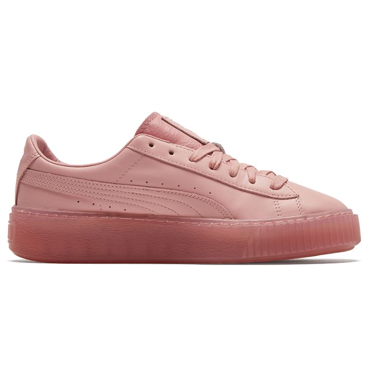 Puma Basket Platform Core Synthetic Leather Top Grain Cowhide Wear-Resistant Lightweight Low-Top Sneakers Women Sneakers Crystal-Pink 364040-09