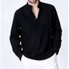 Men's Long-sleeved Vacation Shirt, Casual Life with Pocket Solid Color Cotton Long-sleeved Button Henry Shirt