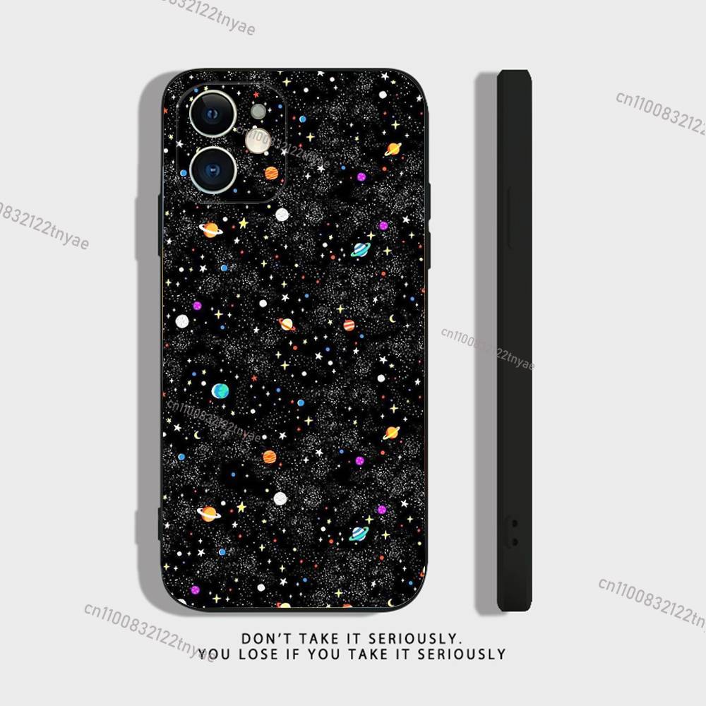 Космос Для Галактики Вселенной Прозрачный Силиконовый Чехол для iPhone 17,16,15,14,13,12,11,Pro,Max,Mini,XS,X,8,Plus Ударопрочный Черный Чехол