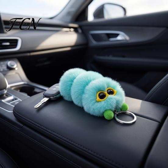 Soft Plush Keychain Sunglasses Caterpillar Keychain, Stuffed Keyring Pendant for Bags & Car Keys, Decorative Backpack Purse Accessory