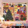 Vintage Christmas Living Room Wall Tapestry Big Tree Fireplace Sofa Gift Warm Light Cozy Holiday Aesthetic Home Decor