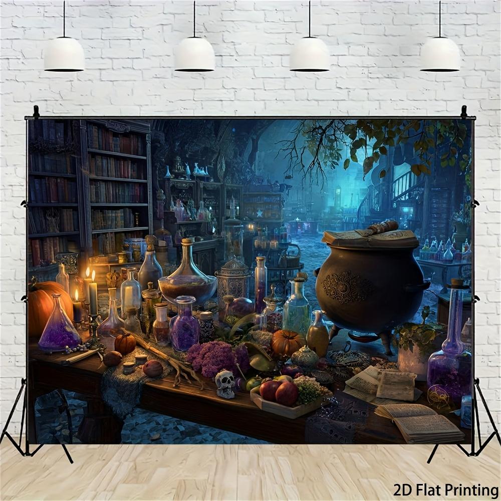 2D plane, 2D banner, 1 charming witch pharmacy background - with cruciblezyc