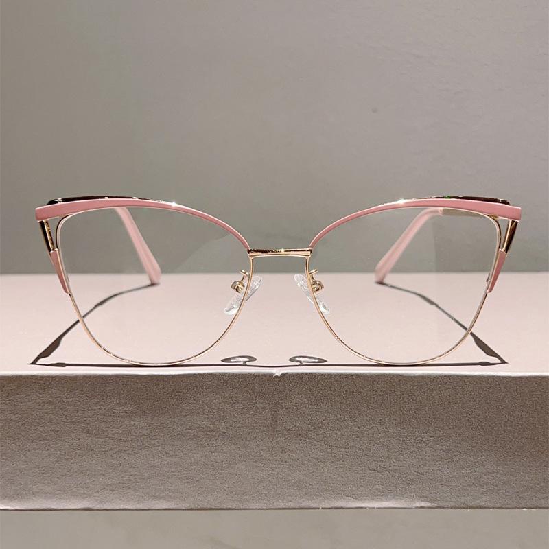 Новые простые очки «кошачий глаз» из металла с защитой от синего света для женщин, модные очки, бизнес-компьютерные очки, очки оптом