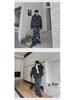 Men's Retro Washed Denim Ink Suit - Trendy Two-Piece Jacket & Trousers Set