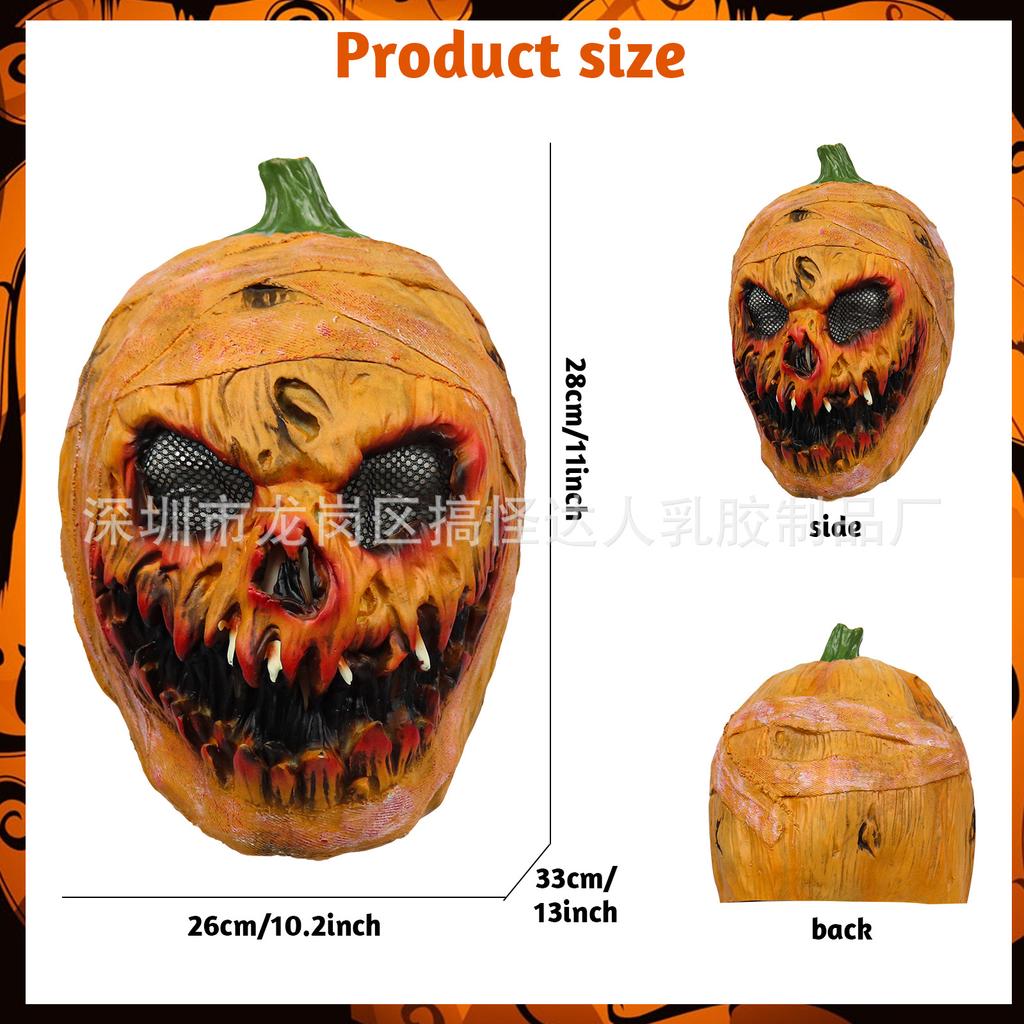 Halloween Ghost Face Mask, Scary Devil Mask, Spooky Masquerade Performance Latex Pumpkin Headgear