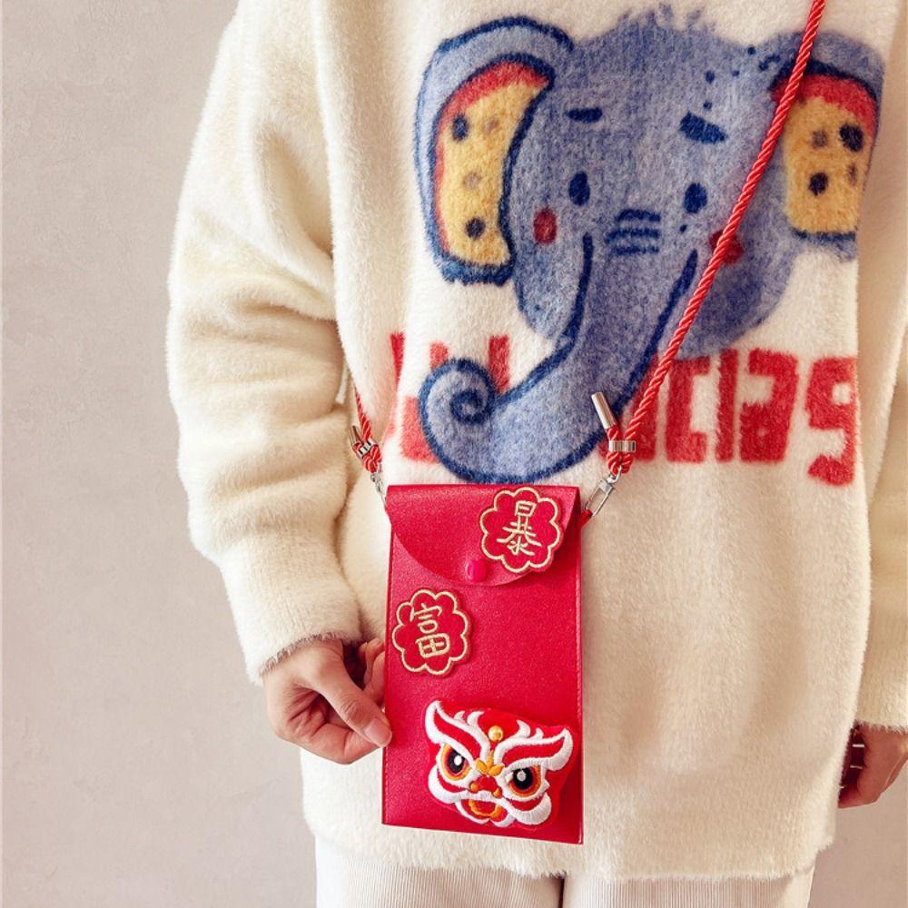 Chinese Plush Koi Lucky Money Packet Cross Body Lion Dance New Year Money Envelope  Party Gifts