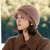 Womens Knitted Wool Blend Beanie Hat With Ear Protection Short Brim Cap Winter Stylish Elegant Warm Windproof